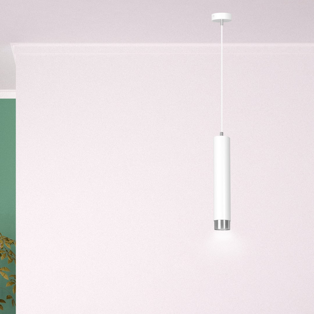 Kibo 1-light white and chrome pendant light