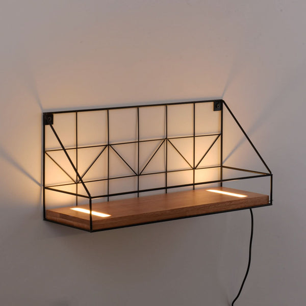 Applique murale LED Board en bois, marron et noir, hauteur 20 cm, 3000 K, 1,2 W, largeur 45 cm