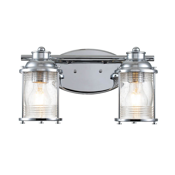 Applique murale Ashland Bay en verre, chromé et transparent, 2 lumières, hauteur 20,6 cm, IP44