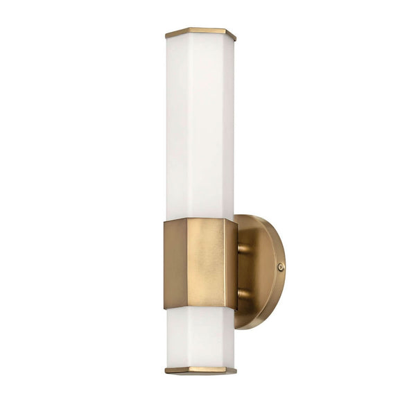 Applique murale LED Facet Single en verre, laiton, hauteur 35,6 cm, IP44