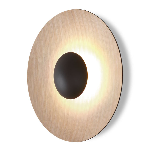 Applique murale LED Ginger 32C 32 en bois, chêne, Ø 32 cm