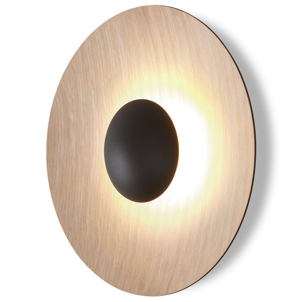 Applique murale LED Ginger 42C 42 en bois, chêne, Ø 42 cm