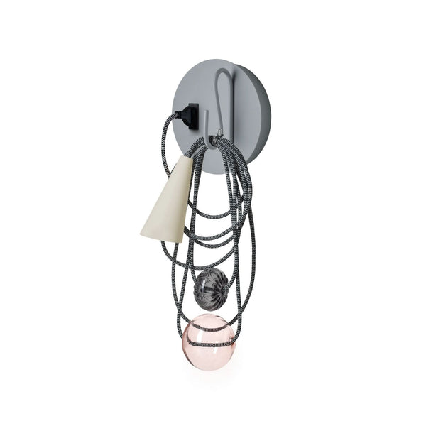 Applique murale Filo en verre, gris et transparent, hauteur 52 cm
