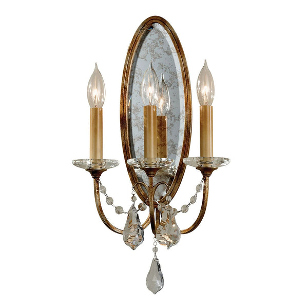 Applique murale Valentina en verre, bronze et transparent, 3 lumières, hauteur 48,4 cm