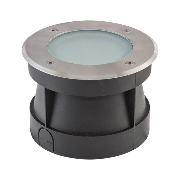 Spot encastré de sol d'extérieur LED Erizo en aluminium, acier inoxydable et transparent, Ø 18 cm