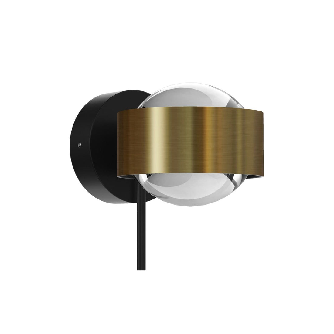 Applique murale LED Puk! 80 Wall en verre, laiton brossé et noir, hauteur 6,5 cm