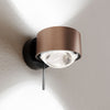 Applique murale LED Puk! 80 Wall en verre, cuivré brossé et noir, hauteur 6,5 cm