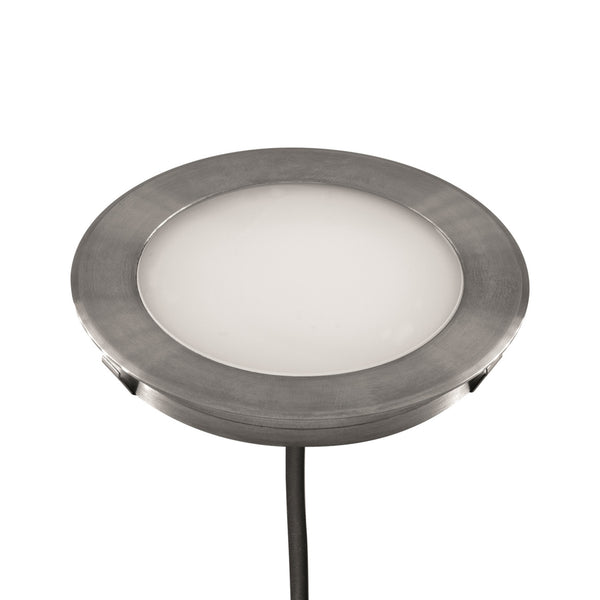 Spot encastré de sol d'extérieur LED L67101502 en verre, acier inoxydable, Ø 8,5 cm