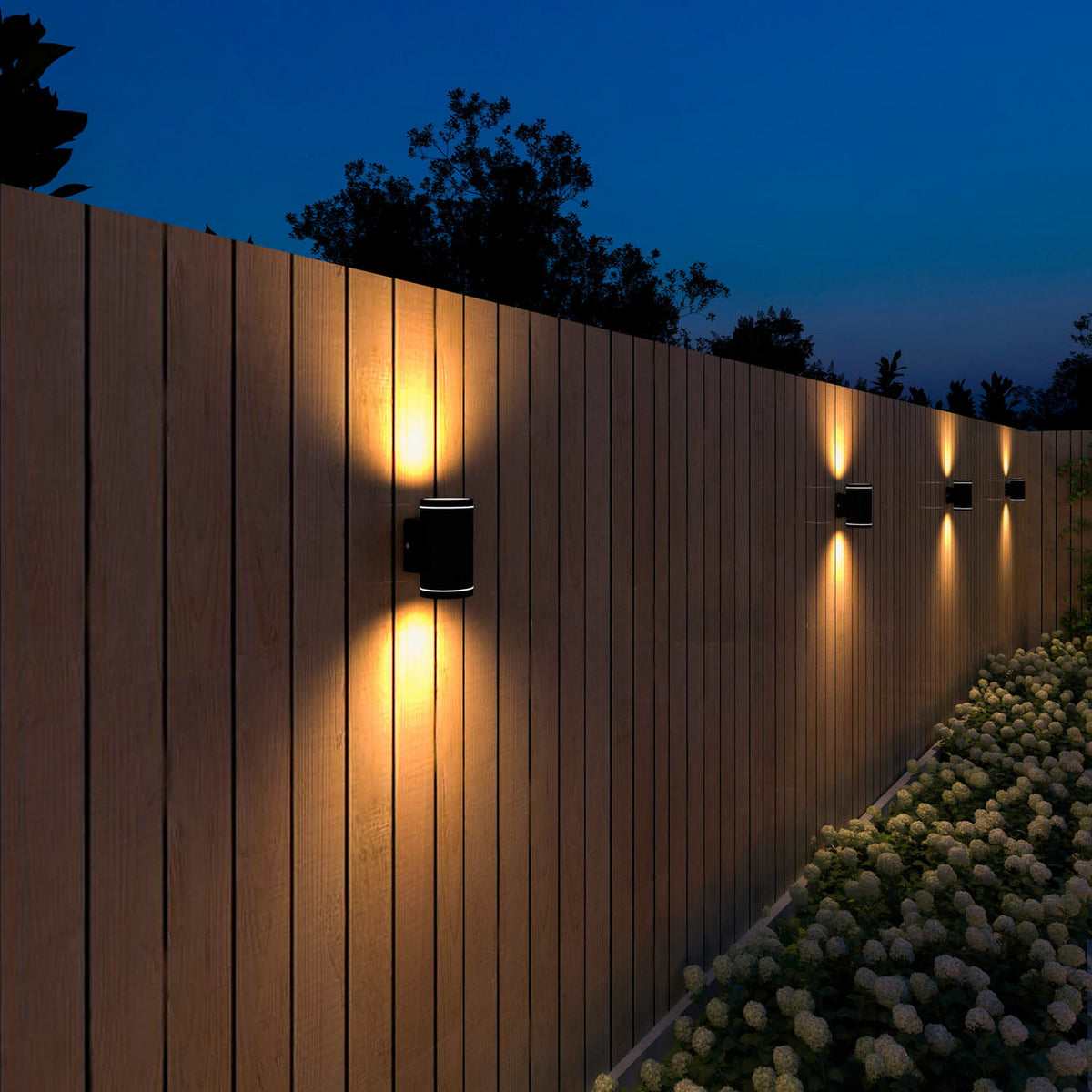 Applique d'extérieur LED Outdoor Up-/ en métal, noir, 2 lumières, Ø 7,6 cm, IP54