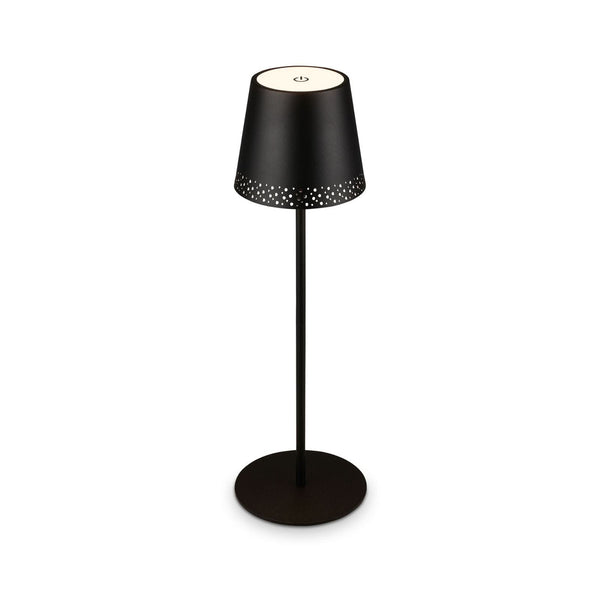 Lampe à poser d'extérieur LED rechargeable Kiki en métal, noir, Ø 12 cm, IP44