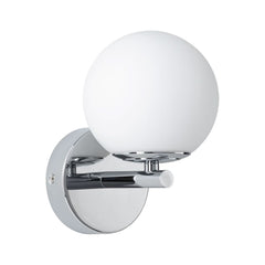 Applique murale LED Gove IP44 en verre, chromé et blanc, hauteur 18,5 cm, IP44