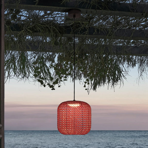 Suspension d'extérieur LED Nans S/21 en aluminium, graphite et rouge, Ø 21,6 cm, IP54