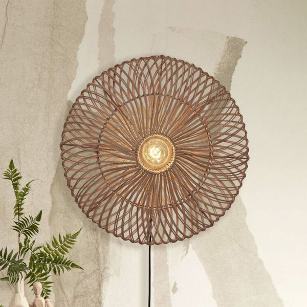 Applique murale Zanzibar en rotin, crème, Ø 55 cm
