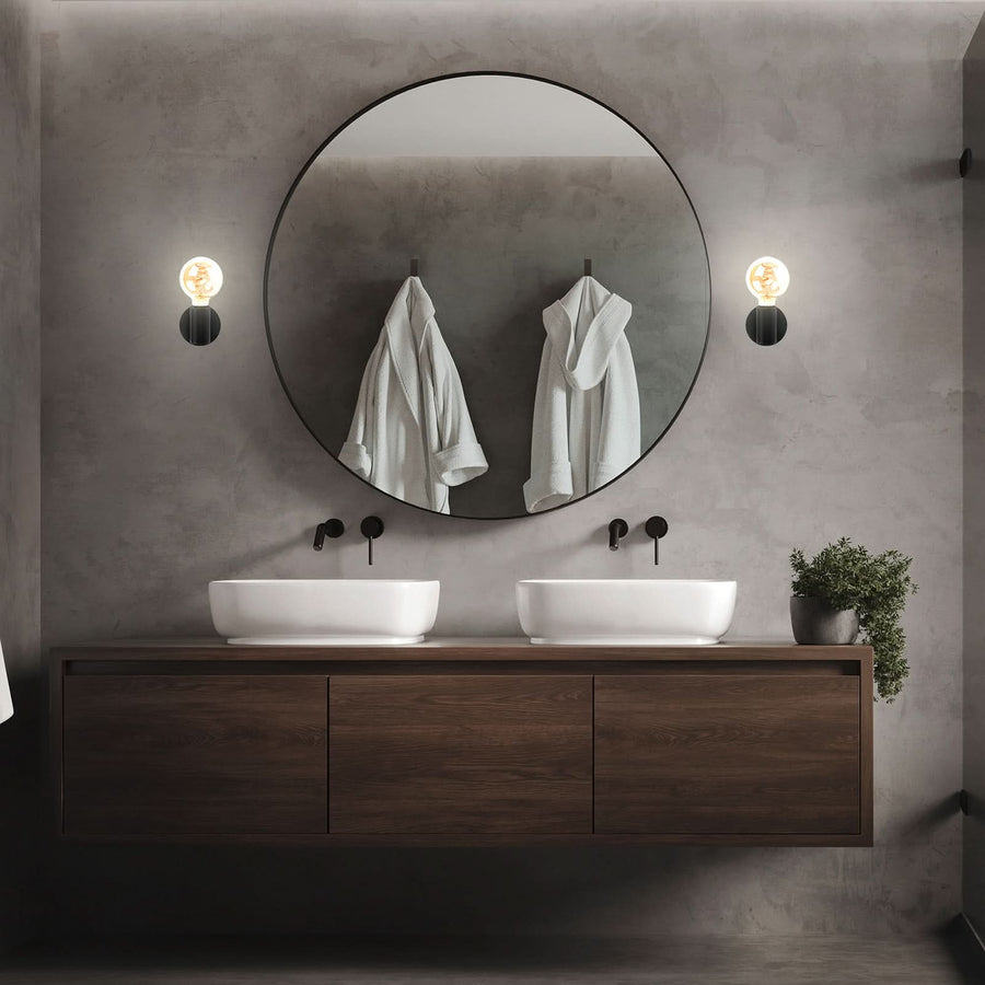 Applique murale Kosol en métal, noir, Ø 10 cm, IP44
