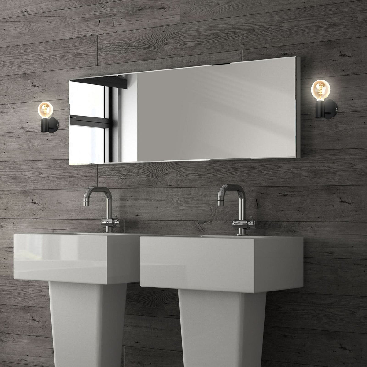 Applique murale Kosol en métal, noir, Ø 10 cm, IP44
