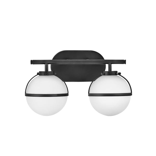 Applique murale Hollis en verre, noir, 2 lumières, hauteur 23 cm, IP44