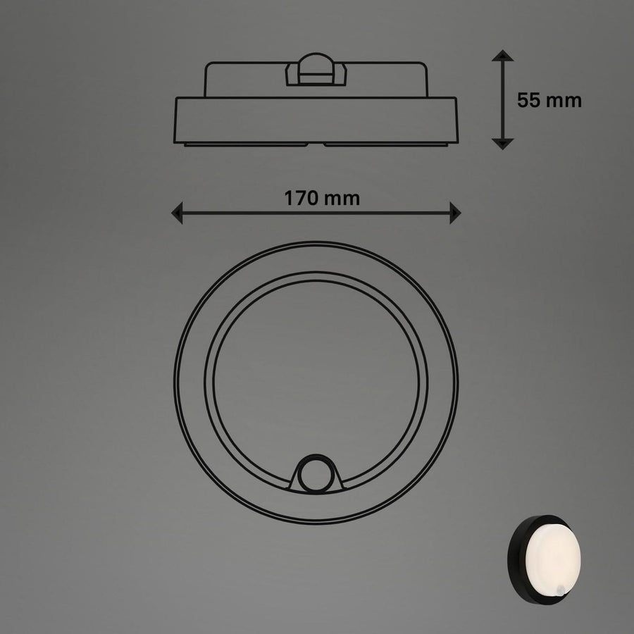Applique d'extérieur LED rechargeable 3765015, noir et blanc, Ø 17 cm, IP44