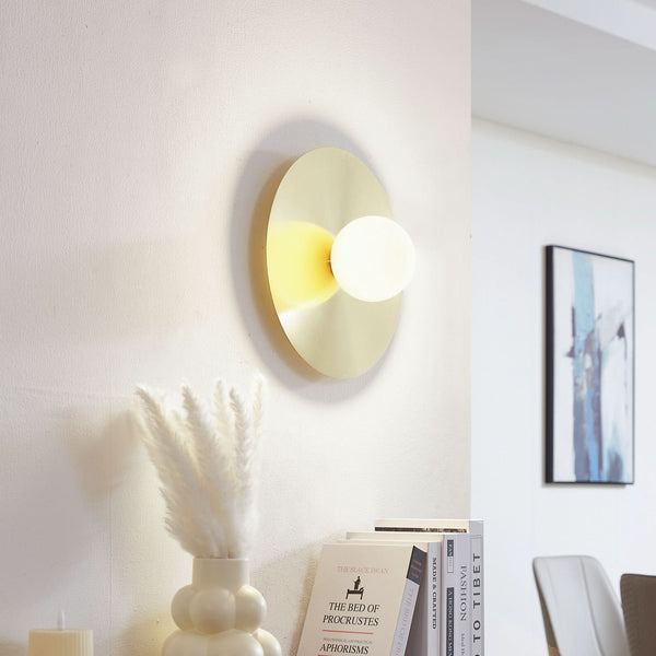 Applique murale Zain en verre, doré et blanc, Ø 33 cm
