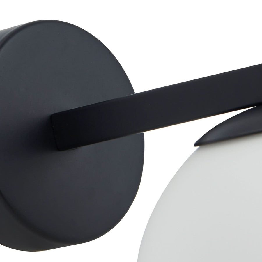 Applique murale Bidolo en verre, noir et blanc, Ø 12 cm, IP44