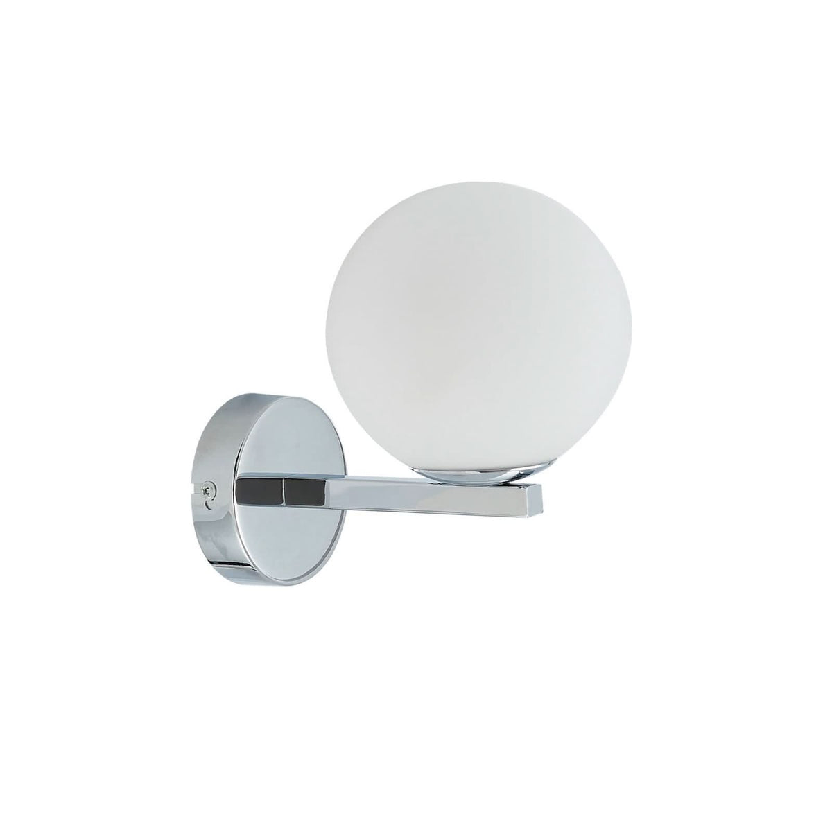 Applique murale Bidolo en verre, chromé et blanc, Ø 12 cm, IP44