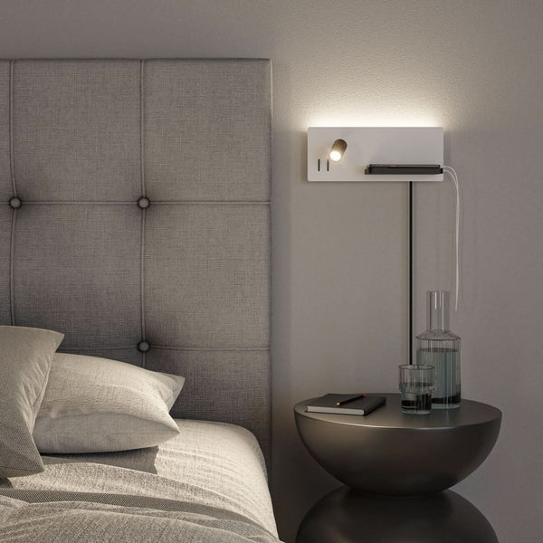 Applique murale LED Serra en métal, blanc mat et noir mat, hauteur 12 cm