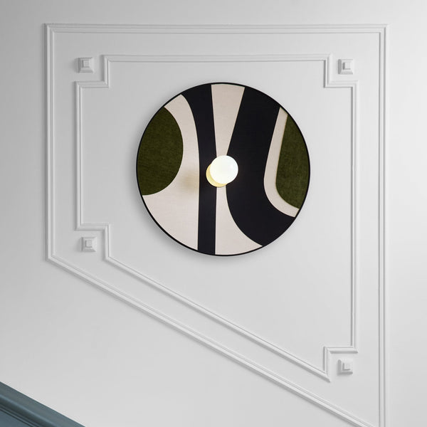 Applique murale Sonia Laudet en tissu, noir et beige, Ø 60 cm