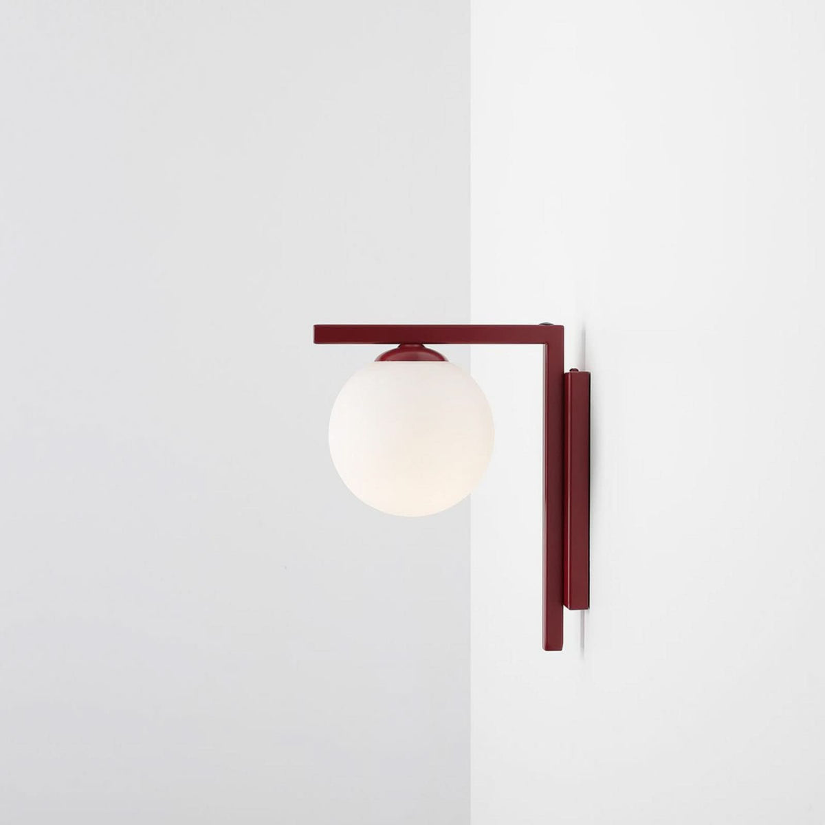Applique murale Zac en verre, rouge et blanc satiné, Ø 14 cm