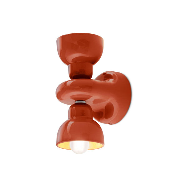 Applique murale Berimbau en céramique, orange, 2 lumières, hauteur 25,5 cm