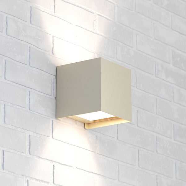 Applique murale Zuza 2 en aluminium, crème satiné, hauteur 10 cm