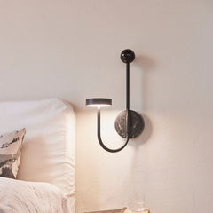 Applique murale LED Grasil en marbre, noir, hauteur 54 cm
