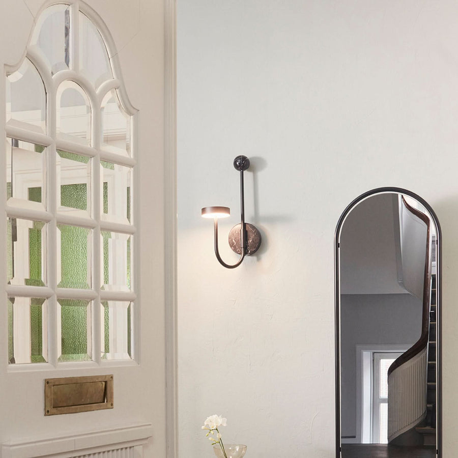 Applique murale LED Grasil en marbre, noir, hauteur 54 cm