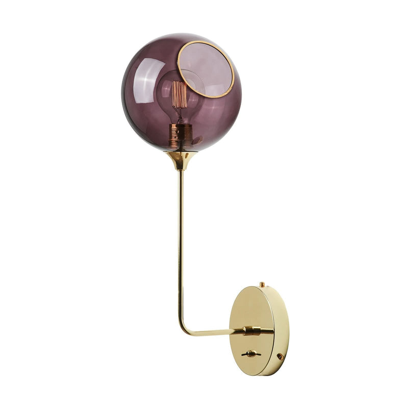 Applique murale Ballroom Long en verre, violet et doré, hauteur 57 cm