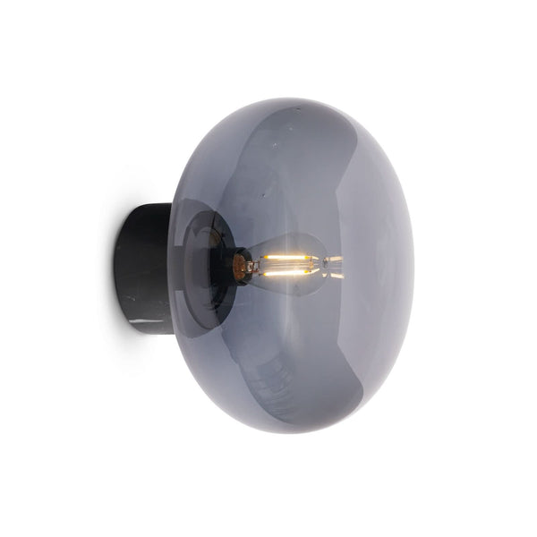 Applique murale Karl-Johan en verre, gris fumée et noir, Ø 23 cm, IP44