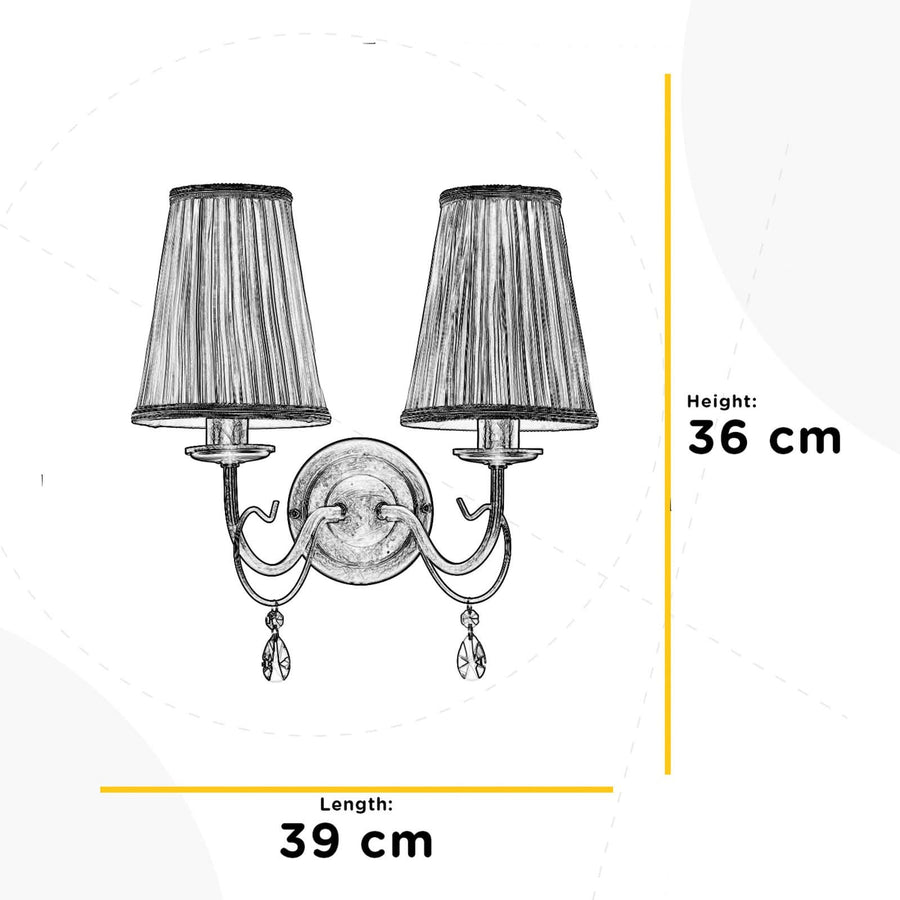 Applique murale Delia en tissu, bronze et beige, 2 lumières, hauteur 36 cm