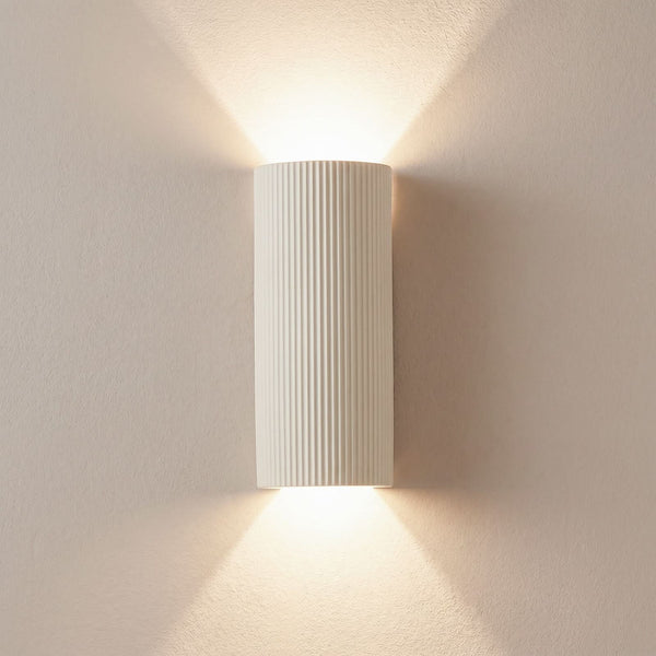 Applique murale Colja en plâtre, beige, 2 lumières, hauteur 30,5 cm