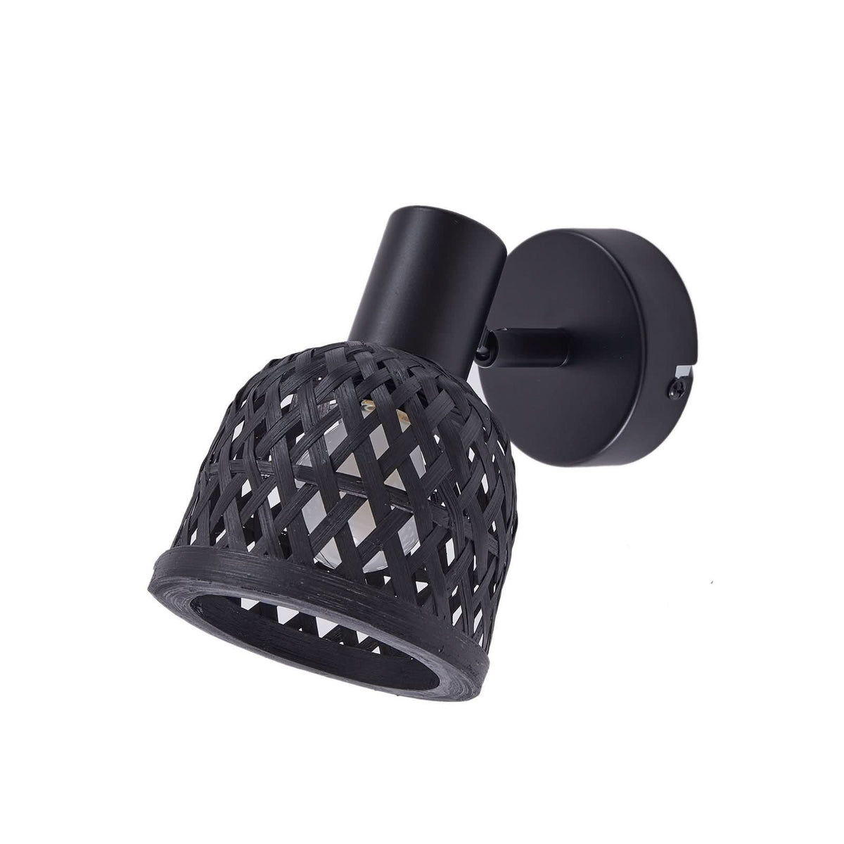 Applique murale Eskil en bambou, noir, Ø 10 cm