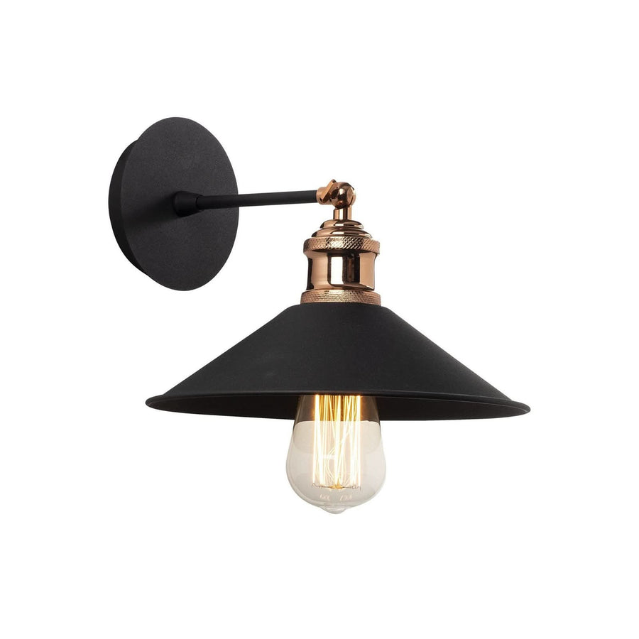 Applique murale Berceste N-663 en métal, noir et cuivré, hauteur 19 cm
