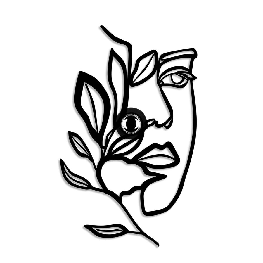 Applique murale Flower Faced en métal, noir, hauteur 54 cm