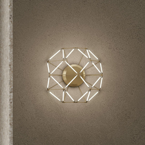 Applique murale LED Euclide en acier, doré, hauteur 37 cm