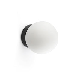 Applique murale LED Ping en verre, blanc et noir, Ø 10 cm, IP44