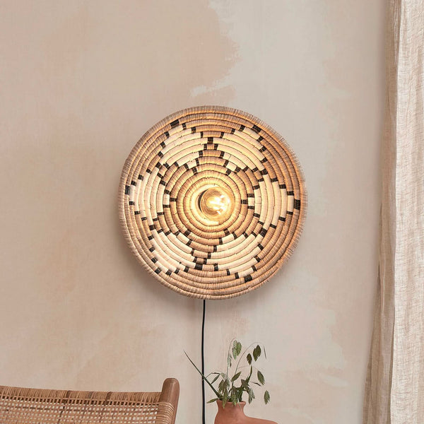Applique murale Andros en métal, marron clair et blanc, Ø 45 cm