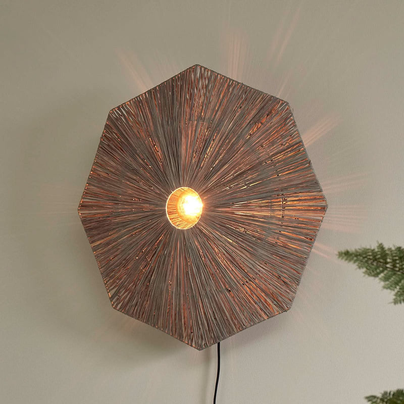 Applique murale Panama en bois, gris et noir, Ø 65 cm
