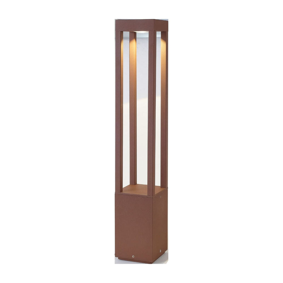 Borne lumineuse d'extérieur LED Agra en aluminium, rouille, hauteur 65 cm
