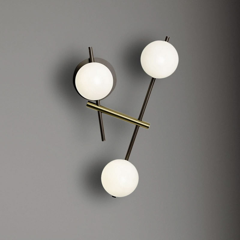 Applique murale Kika en verre, noir et blanc, 3 lumières, hauteur 16 cm