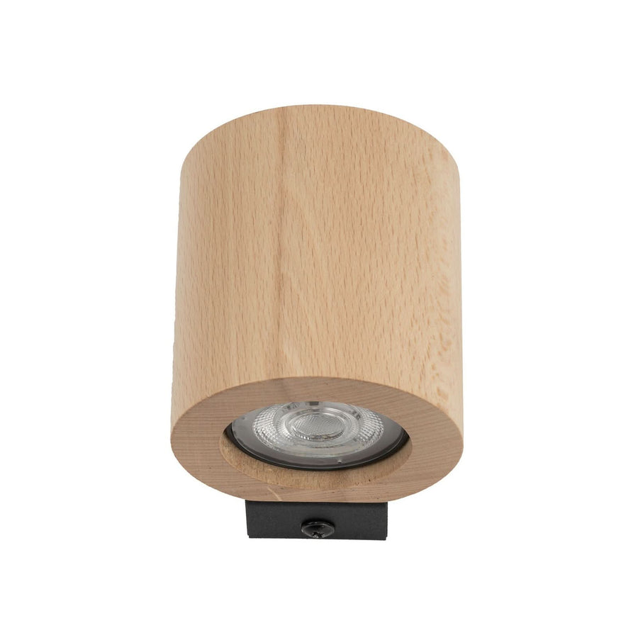 Applique murale Eve en bois, hêtre et noir, Ø 8 cm