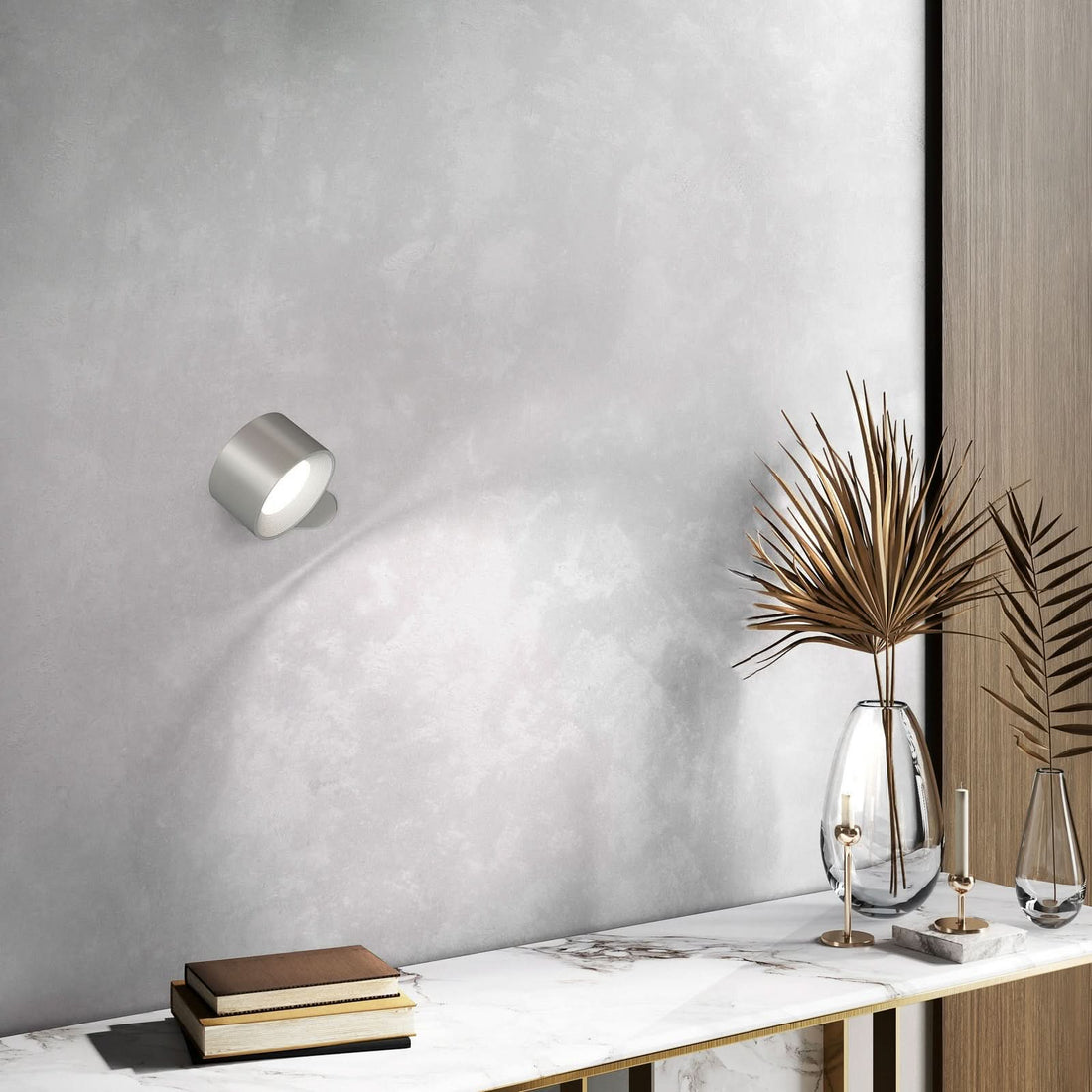 Applique murale LED rechargeable Magnetics, argenté, hauteur 4,5 cm