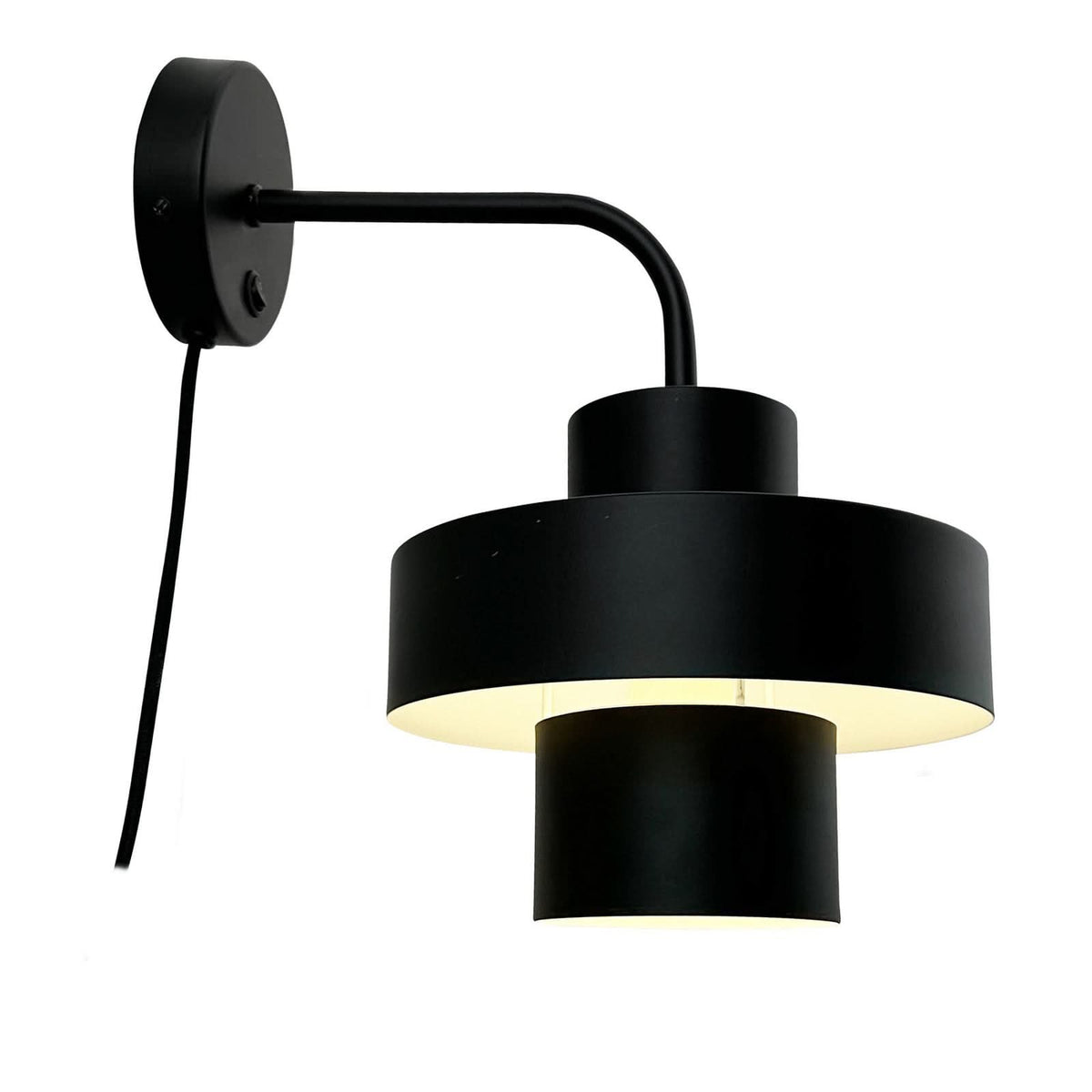 Applique murale Stoke en métal, noir brillant, Ø 20 cm