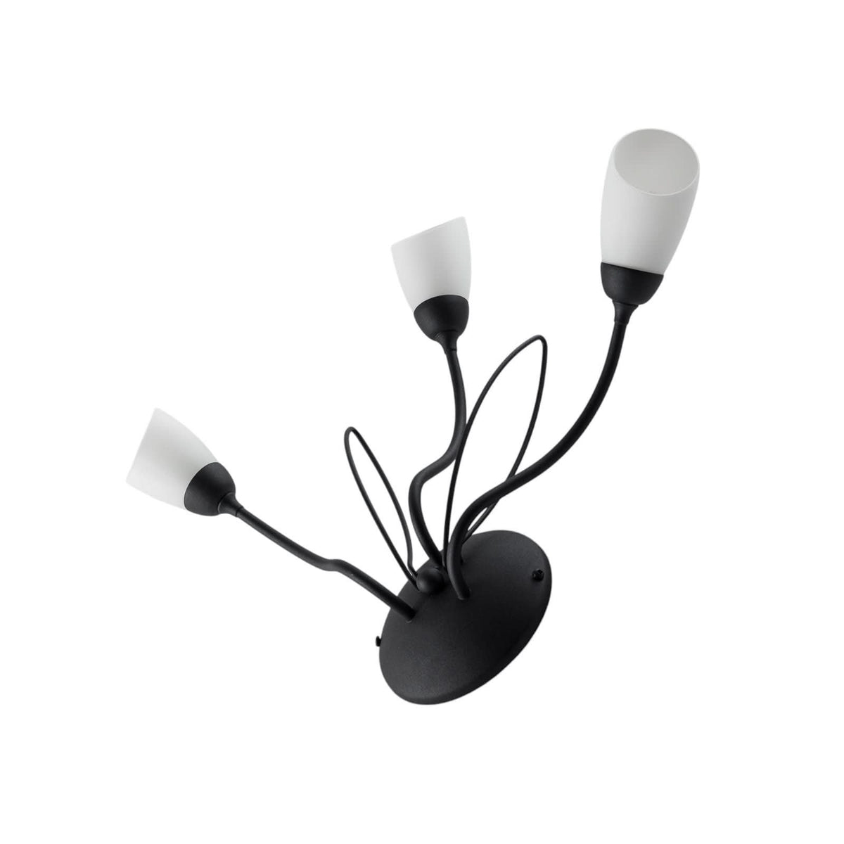 Applique murale Gloriosa en verre, noir et blanc, 3 lumières, hauteur 44 cm
