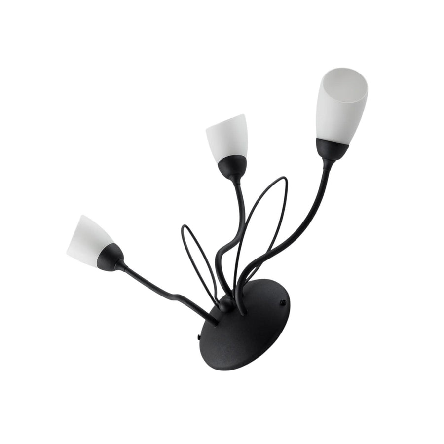 Applique murale Gloriosa en verre, noir et blanc, 3 lumières, hauteur 44 cm