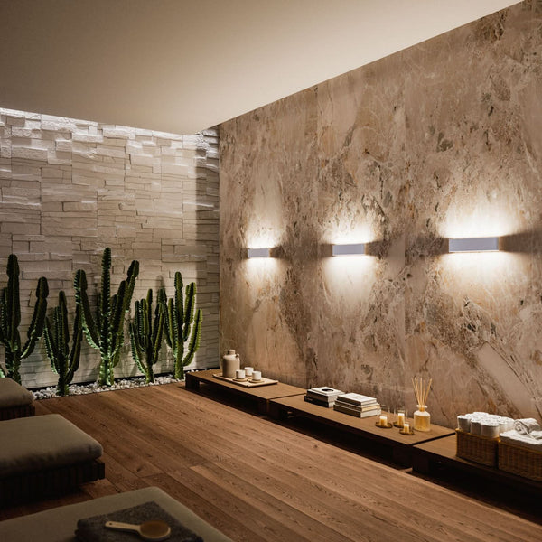 Applique murale LED Satori en aluminium, blanc, hauteur 8 cm, 2700 K, 35 W